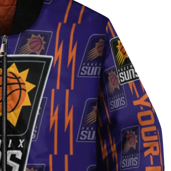 personalized phoenix suns bolt stripe purple bomber jacket premium grade