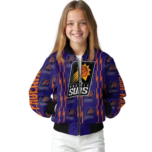 personalized phoenix suns bolt stripe purple bomber jacket top rated