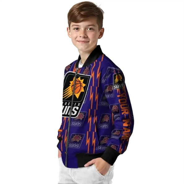 personalized phoenix suns bolt stripe purple bomber jacket trendy