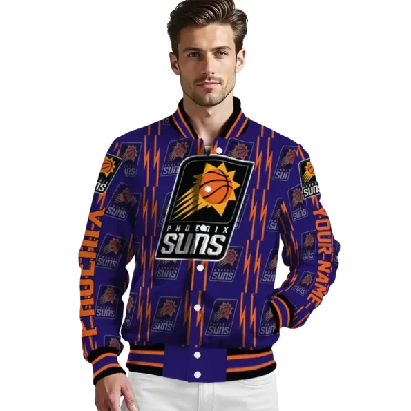 personalized phoenix suns bolt stripe purple varsity jacket high quality.webp