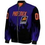 personalized phoenix suns flame border purple black bomber jacket best selling