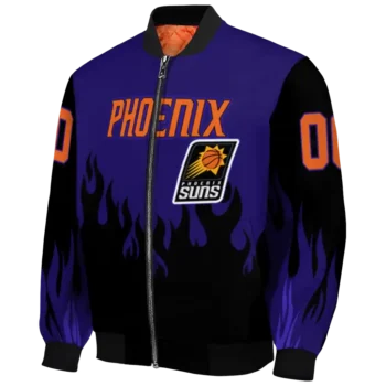 personalized phoenix suns flame border purple black bomber jacket best selling