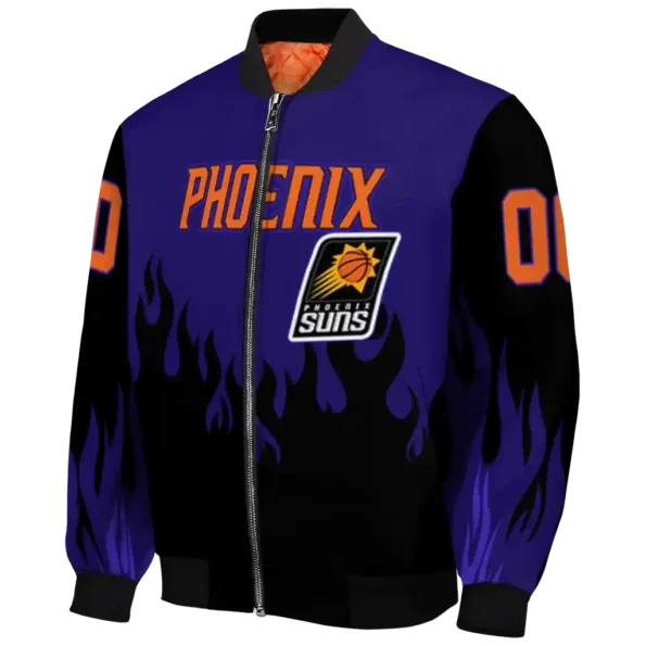 personalized phoenix suns flame border purple black bomber jacket best selling