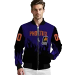 personalized phoenix suns flame border purple black bomber jacket best selling