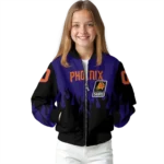 personalized phoenix suns flame border purple black bomber jacket best selling