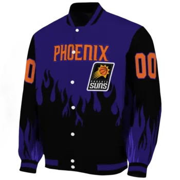 personalized phoenix suns flame border purple black varsity jacket best selling.webp