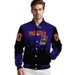 personalized phoenix suns flame border purple black varsity jacket best selling.webp