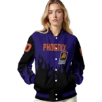 personalized phoenix suns flame border purple black varsity jacket best selling.webp