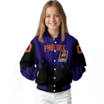 personalized phoenix suns flame border purple black varsity jacket best selling.webp