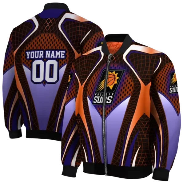 personalized phoenix suns mesh chest black bomber jacket fashion forward