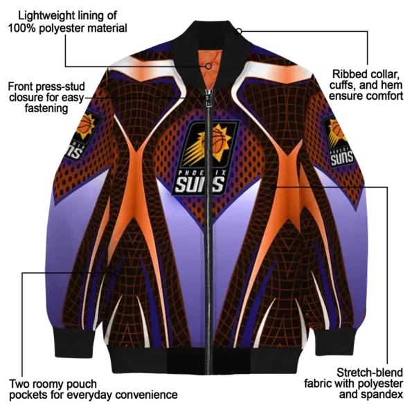 personalized phoenix suns mesh chest black bomber jacket new arrival