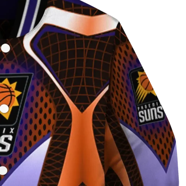 personalized phoenix suns mesh chest black varsity jacket premium grade.webp