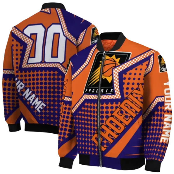 personalized phoenix suns star burst purple bomber jacket fashion forward