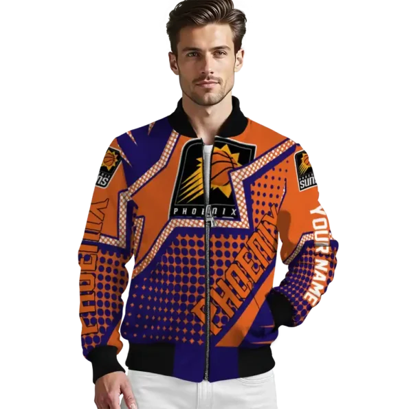 personalized phoenix suns star burst purple bomber jacket high quality