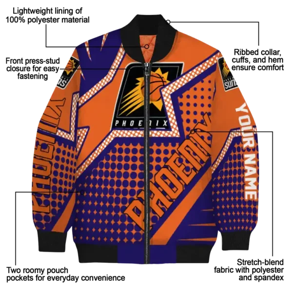 personalized phoenix suns star burst purple bomber jacket new arrival