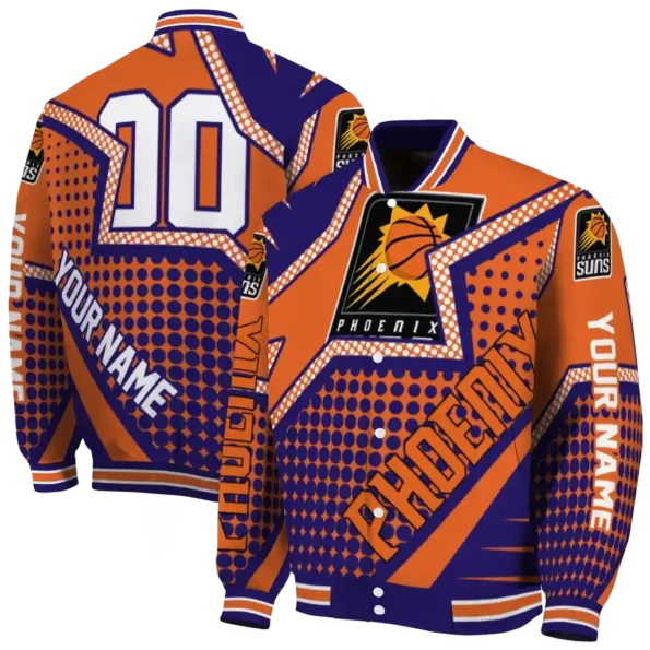personalized phoenix suns star burst purple varsity jacket fashion forward.webp