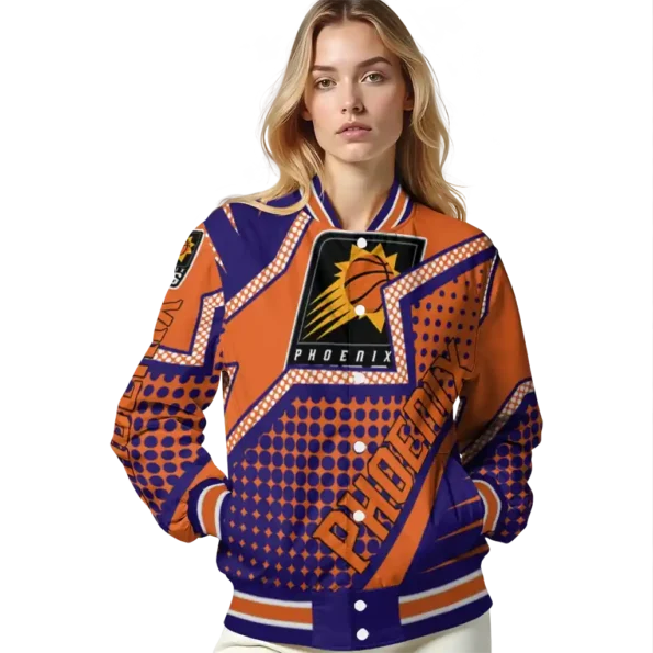personalized phoenix suns star burst purple varsity jacket latest model.webp