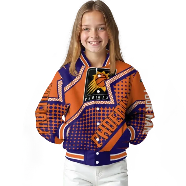 personalized phoenix suns star burst purple varsity jacket top rated.webp
