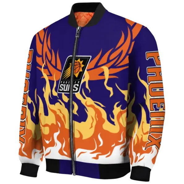 personalized phoenix suns winged blaze purple white bomber jacket best selling