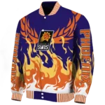 personalized phoenix suns winged blaze purple white varsity jacket best selling.webp