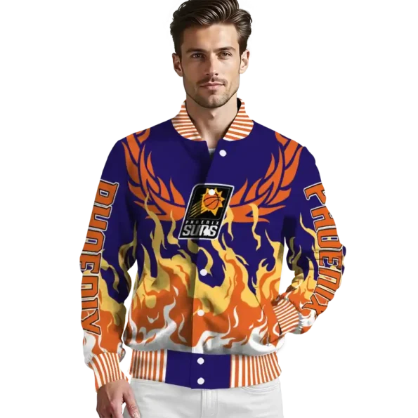 personalized phoenix suns winged blaze purple white varsity jacket high quality.webp