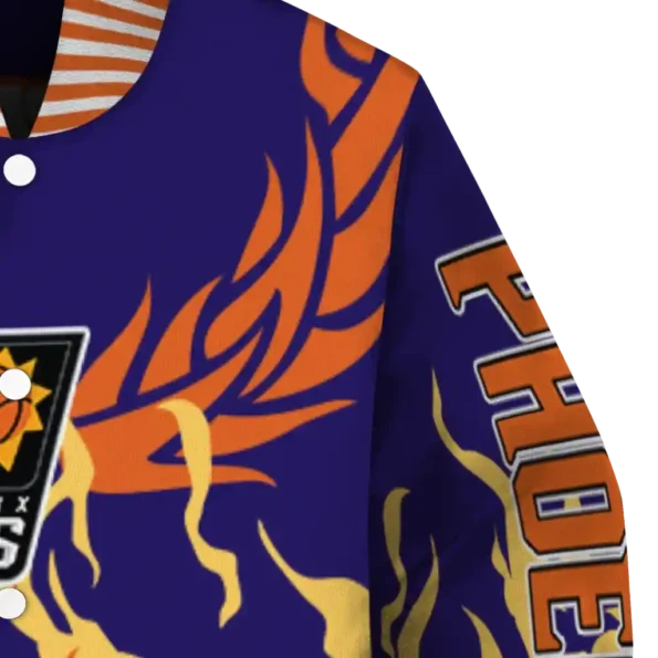 personalized phoenix suns winged blaze purple white varsity jacket premium grade.webp