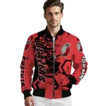 personalized portland trail blazers hexagon cluster red black bomber jacket best selling