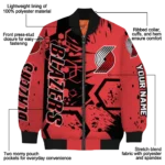 personalized portland trail blazers hexagon cluster red black bomber jacket best selling