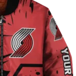 personalized portland trail blazers hexagon cluster red black bomber jacket best selling