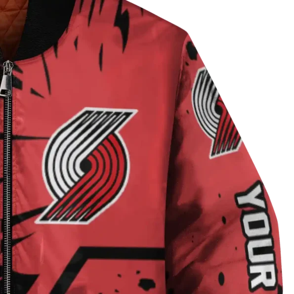 personalized portland trail blazers hexagon cluster red black bomber jacket premium grade