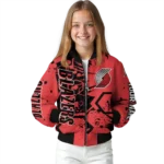 personalized portland trail blazers hexagon cluster red black bomber jacket best selling