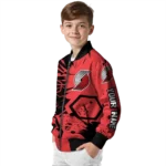 personalized portland trail blazers hexagon cluster red black bomber jacket best selling