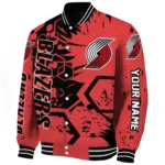 personalized portland trail blazers hexagon cluster red black varsity jacket best selling.webp