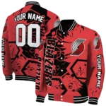 personalized portland trail blazers hexagon cluster red black varsity jacket best selling.webp