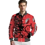 personalized portland trail blazers hexagon cluster red black varsity jacket best selling.webp