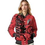 personalized portland trail blazers hexagon cluster red black varsity jacket best selling.webp