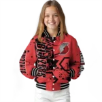 personalized portland trail blazers hexagon cluster red black varsity jacket best selling.webp