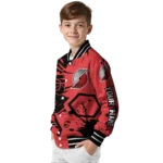 personalized portland trail blazers hexagon cluster red black varsity jacket best selling.webp