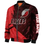 personalized portland trail blazers hexagon mesh red black bomber jacket best selling