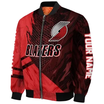personalized portland trail blazers hexagon mesh red black bomber jacket best selling