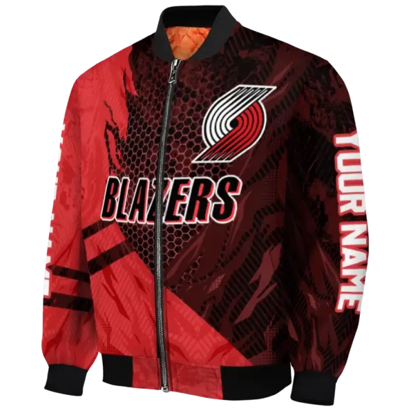personalized portland trail blazers hexagon mesh red black bomber jacket best selling