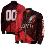 personalized portland trail blazers hexagon mesh red black bomber jacket best selling