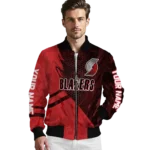 personalized portland trail blazers hexagon mesh red black bomber jacket best selling