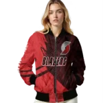 personalized portland trail blazers hexagon mesh red black bomber jacket best selling