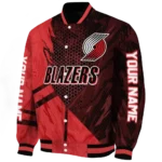 personalized portland trail blazers hexagon mesh red black varsity jacket best selling.webp