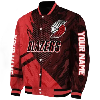 personalized portland trail blazers hexagon mesh red black varsity jacket best selling.webp