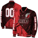 personalized portland trail blazers hexagon mesh red black varsity jacket best selling.webp