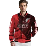 personalized portland trail blazers hexagon mesh red black varsity jacket best selling.webp
