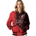 personalized portland trail blazers hexagon mesh red black varsity jacket best selling.webp