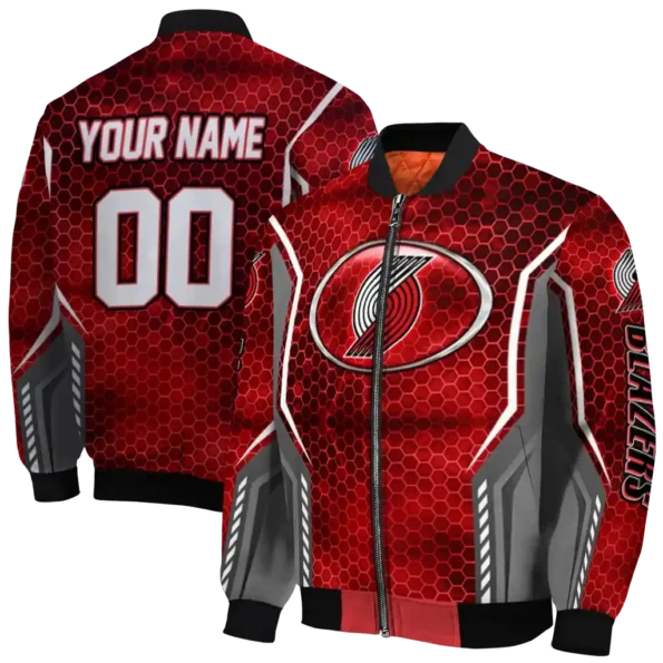 personalized portland trail blazers power plate red bomber jacket fashion forward